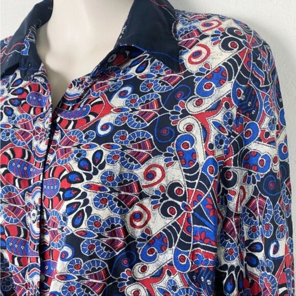 FARM RIO Paisley Snake Print Button Down Tie Front One Piece Romper - Picture 3 of 16